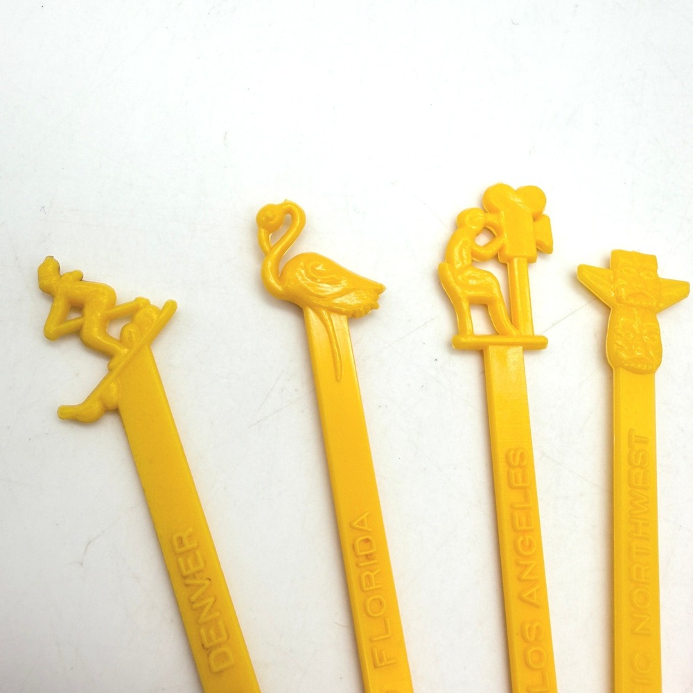 VTG Continental Airlines Swizzle Sticks Lot 11 Plastic Drink Stirrers Tiki - Picture 4 of 12